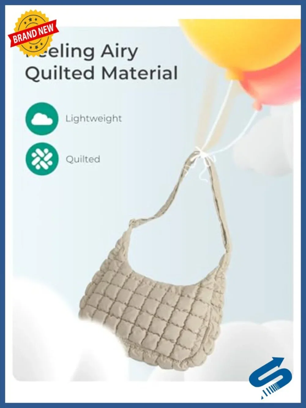 Quilted Crossbody Hobo Bag with Adjustable Strap, Fits iPad